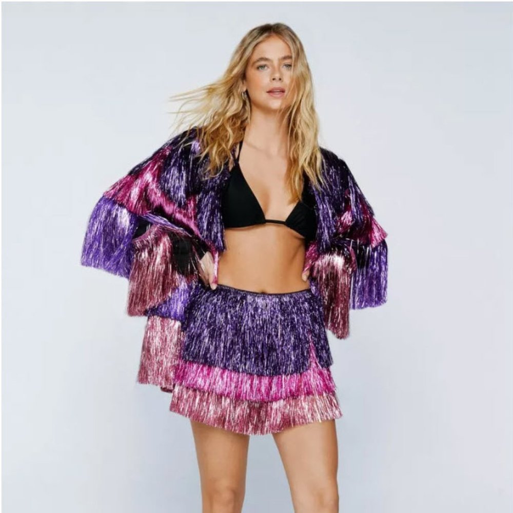 Nasty Gal FRINGE SKIRT WITH SHORTS